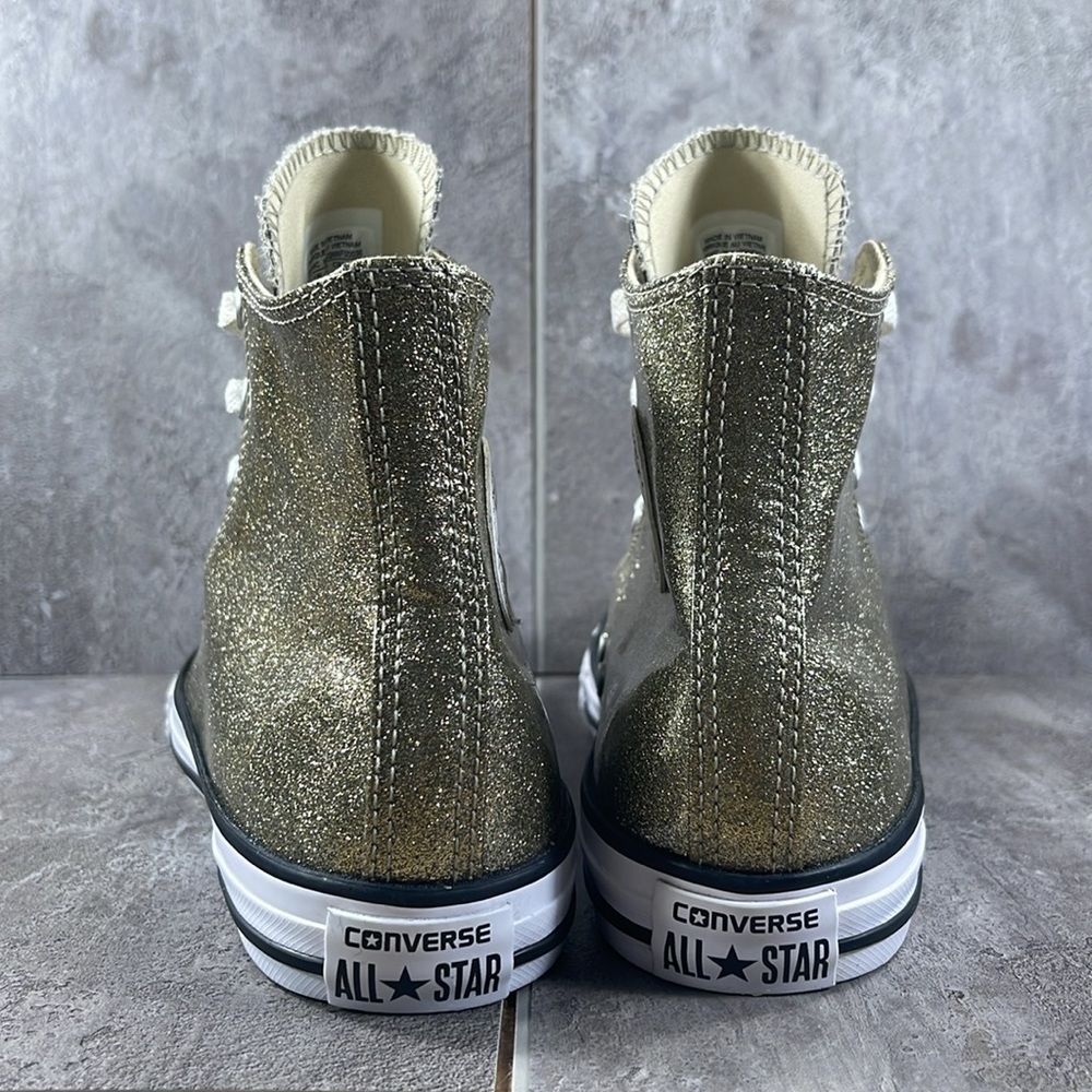 Converse CTAS Hi Top Metallic Gold Glitter Shoes Jr. Size 6 Equivalent Women’s 8 - Picture 4 of 8